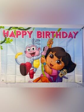 Dora The Explorer Happy Birthday Backdrop Banner 5x3Ft.